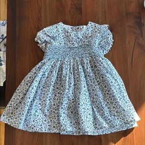 La Coqueta Blue Smocked Ruffled Sundress with Puff Sleeves
